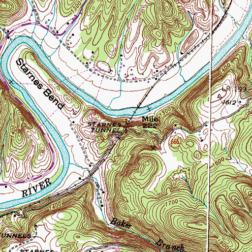 Topographic Map of Starnes Tunnel, VA