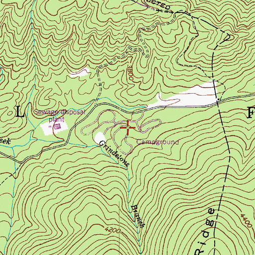 Topographic Map of Grindstone Campground, VA