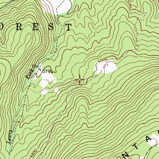 Topographic Map of Lewis Fork Trail, VA