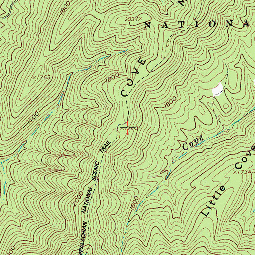 Topographic Map of Cove Mountain Shelter, VA