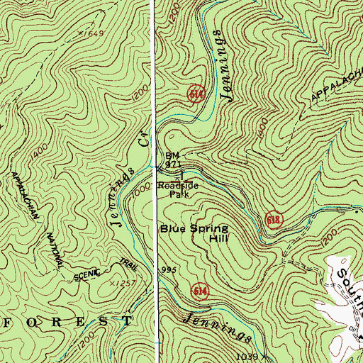 Topographic Map of Middle Creek Picnic Area, VA