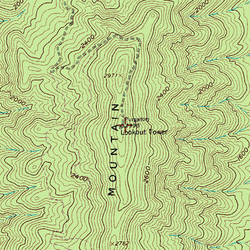 Topographic Map of Purgatory Mountain Lookout, VA