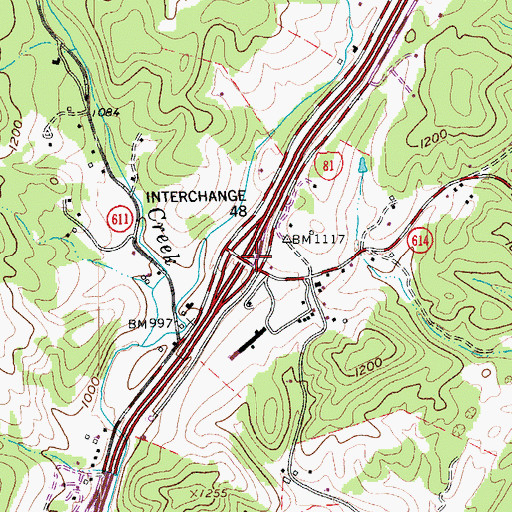 Topographic Map of Interchange 168, VA