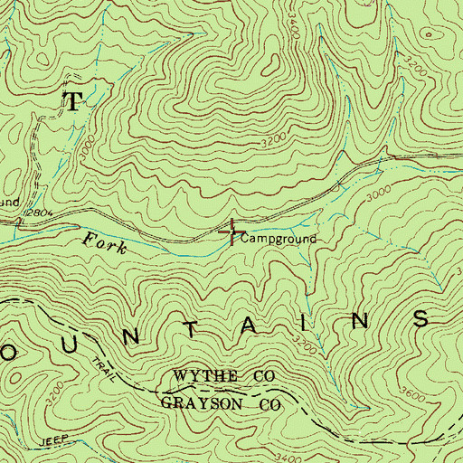 Topographic Map of Hussy Mountain Horse Camp, VA