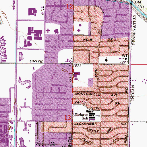 Topographic Map of Park Scottsdale Shopping Center, AZ