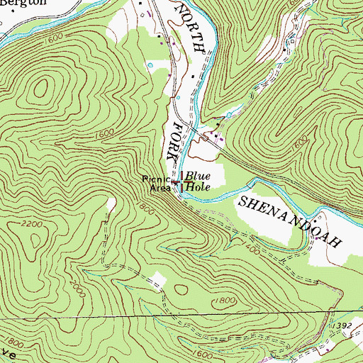 Topographic Map of Blue Hole Campground, VA