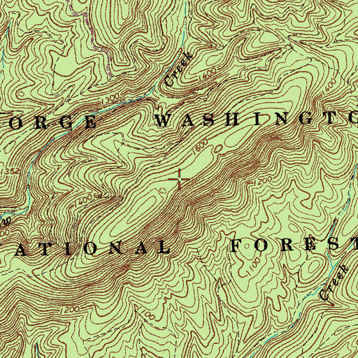 Topographic Map of Shewey Ridge, VA