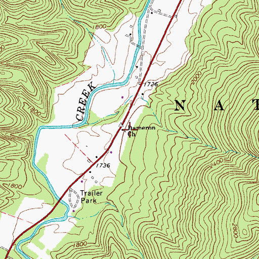 Topographic Map of Dameron Church, VA