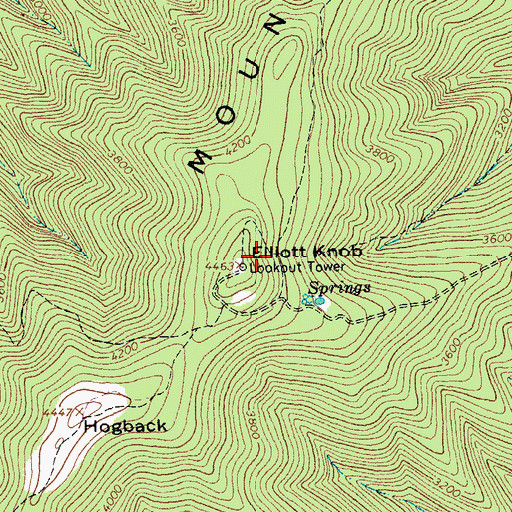 Topographic Map of Elliot Knob Lookout Tower, VA
