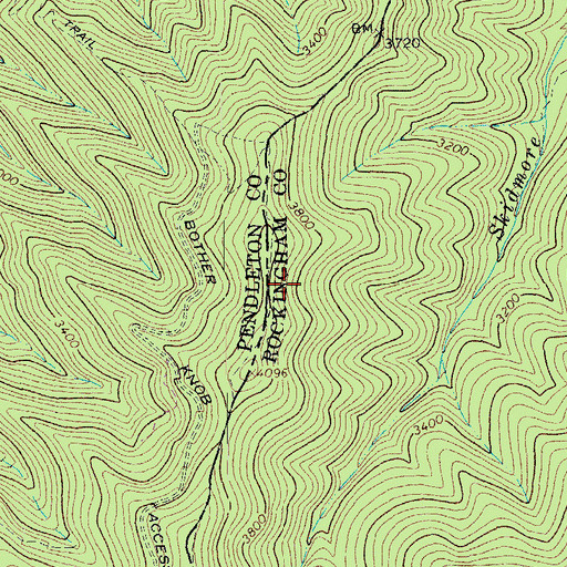 Topographic Map of Skidmore Fork Scenic Area, VA