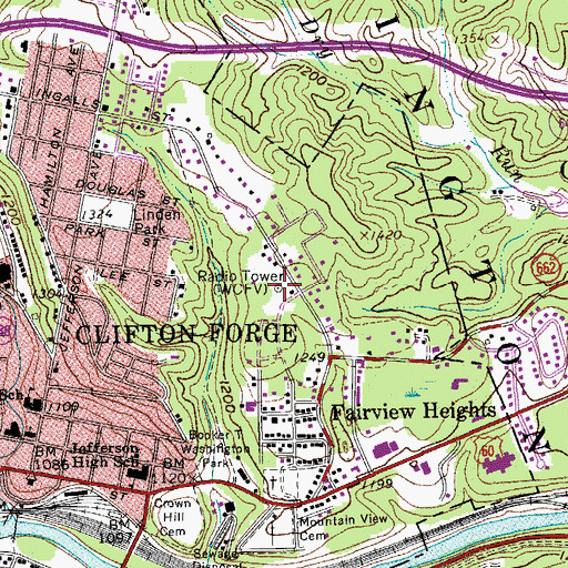 Topographic Map of WCFV Radio Tower, VA