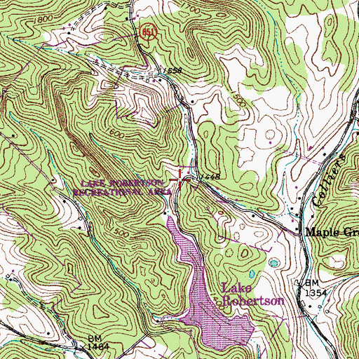 Topographic Map of Lake Robertson Recreational Area, VA