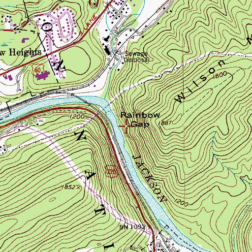 Topographic Map of Rainbow Rocks, VA