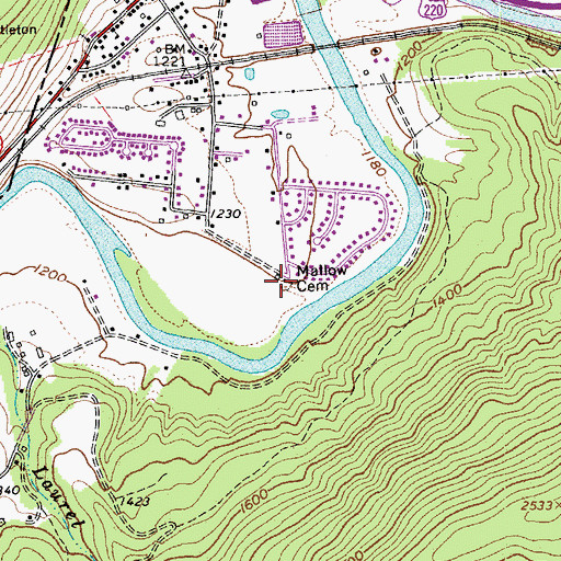 Topographic Map of Mallow Cemetery, VA