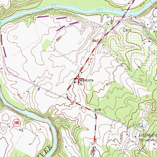Topographic Map of Palmyra Church, VA