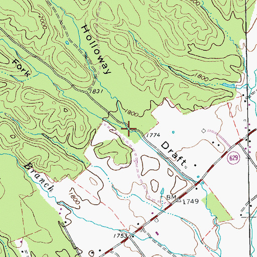 Topographic Map of Left Fork, VA
