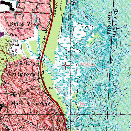 Topographic Map of Dyke Marsh, VA