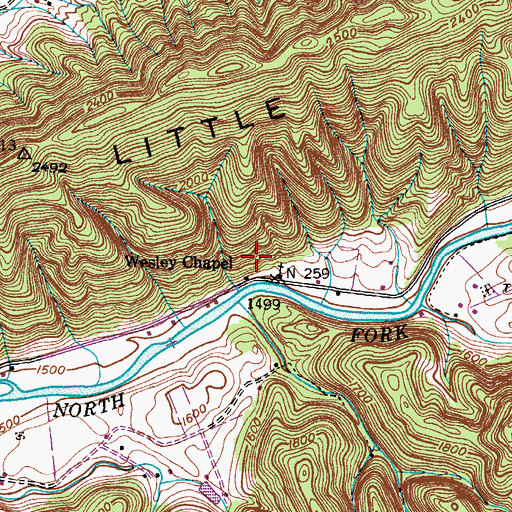 Topographic Map of Wesley Chapel School, VA