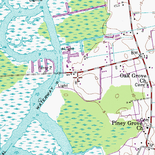 Topographic Map of Pungo Ferry, VA