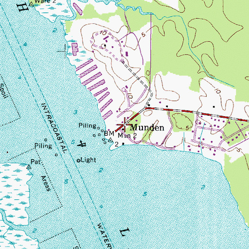 Topographic Map of Munden Point, VA