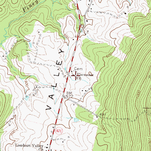 Topographic Map of Ebenezer Church, VA