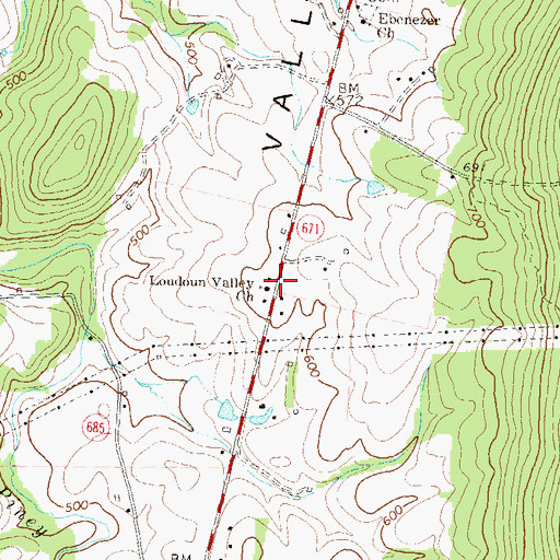 Topographic Map of Loudoun Valley Church, VA