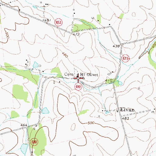 Topographic Map of Mount Olivet Church, VA
