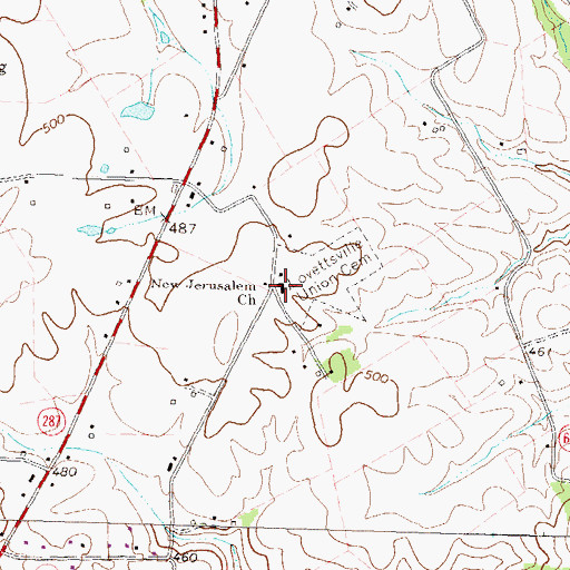Topographic Map of New Jerusalem Church, VA