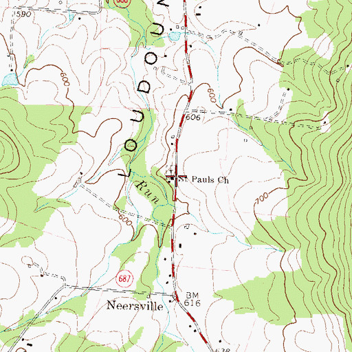 Topographic Map of Saint Pauls Church, VA