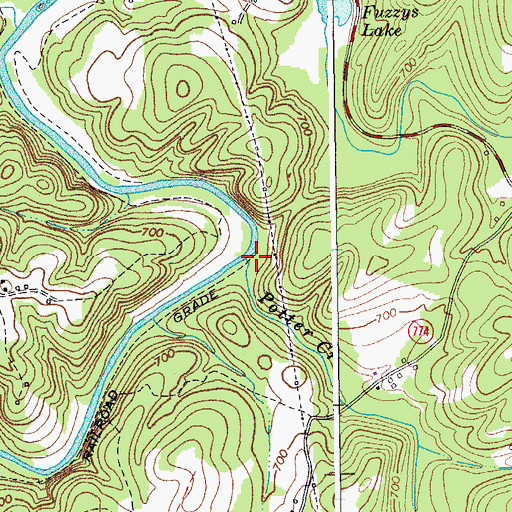 Topographic Map of Potter Creek, VA