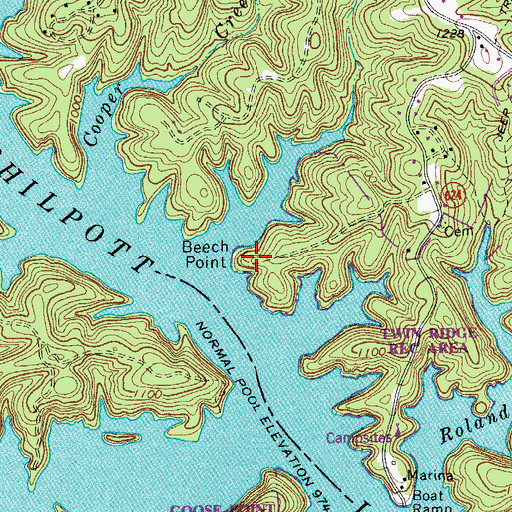 Topographic Map of Beech Point, VA