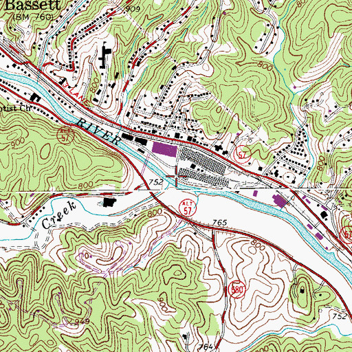 Topographic Map of Blackberry Creek, VA