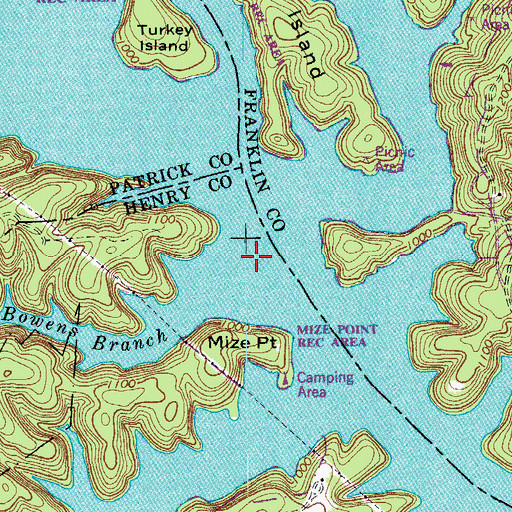 Topographic Map of Bowens Branch, VA