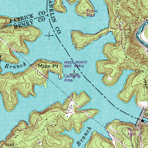 Topographic Map of Bowens Creek, VA
