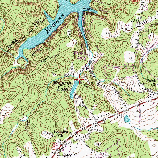 Topographic Map of Bryant Lakes, VA