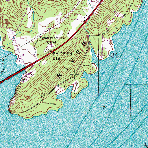 Topographic Map of Pine Island Subdivision, AL