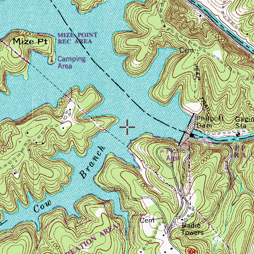 Topographic Map of Cow Branch, VA