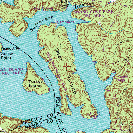 Topographic Map of Deer Island, VA