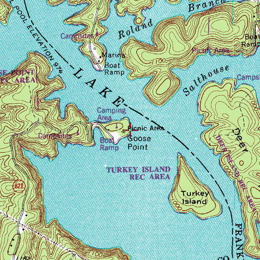 Topographic Map of Goose Point, VA