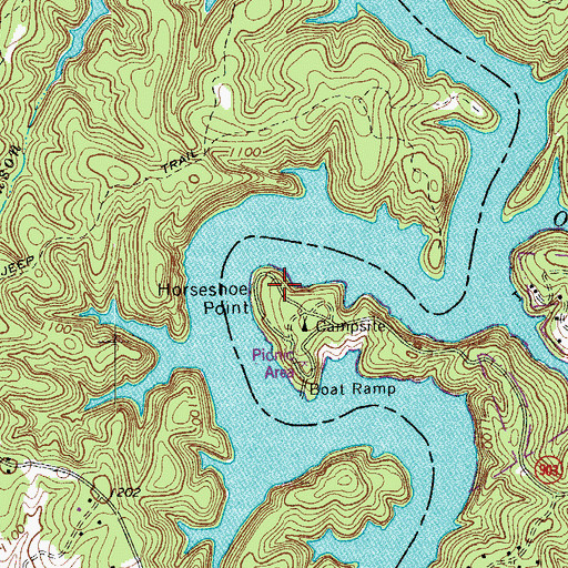 Topographic Map of Horseshoe Point, VA