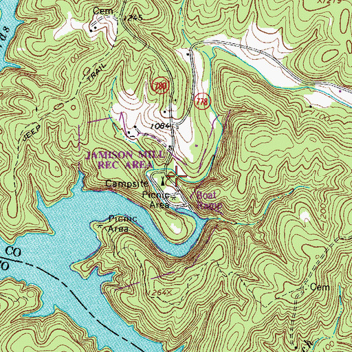 Topographic Map of Jamison Mill Park Campsite, VA