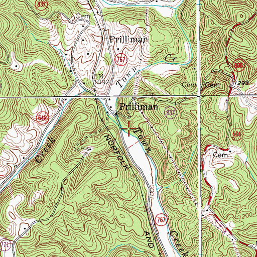 Topographic Map of Little Town Creek, VA