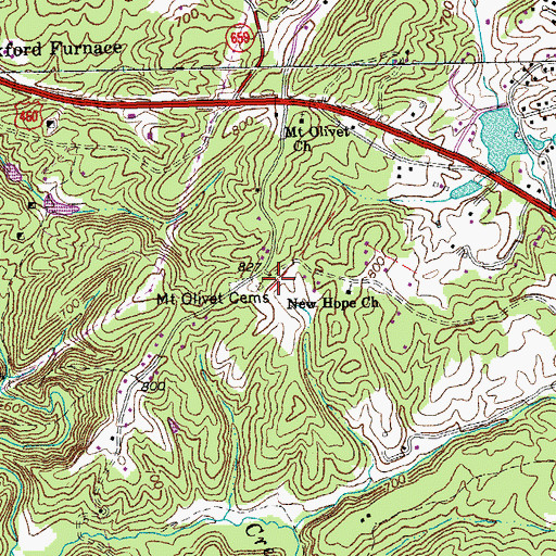 Topographic Map of Mount Olivet Cemetery, VA