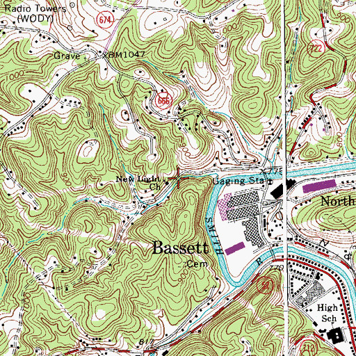 Topographic Map of New Light Church, VA