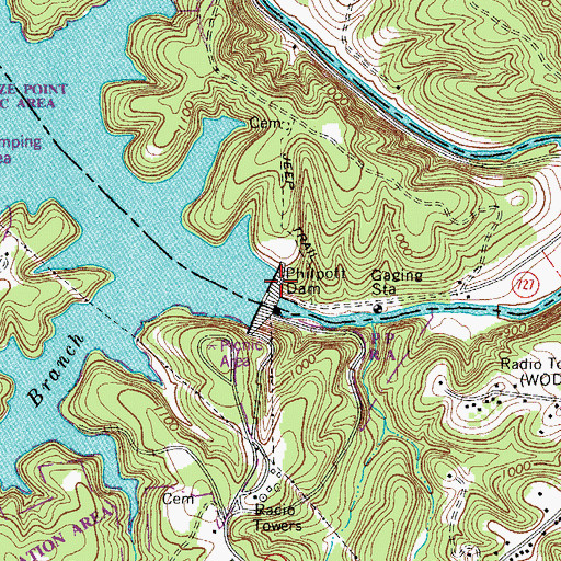 Topographic Map of Philpott Dam, VA