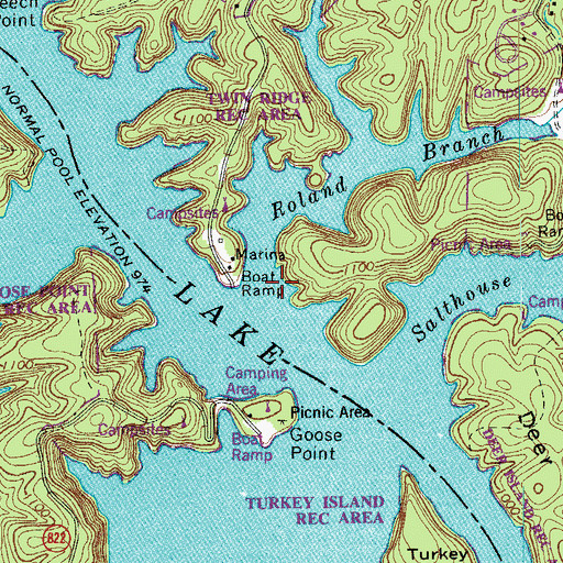 Topographic Map of Roland Branch, VA