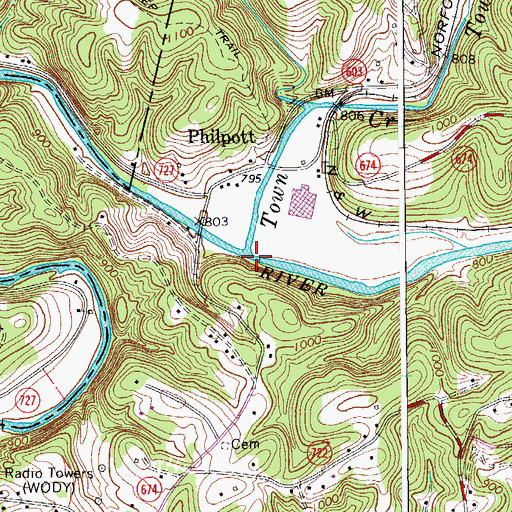 Topographic Map of Town Creek, VA