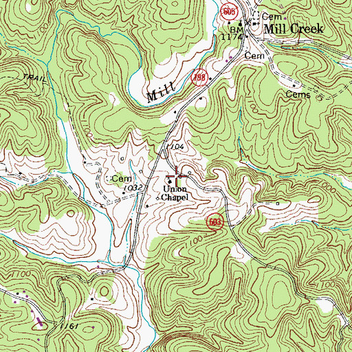 Topographic Map of Union Chapel, VA