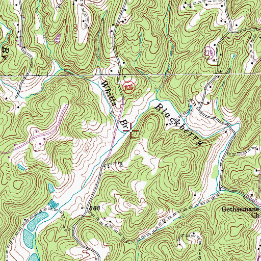 Topographic Map of Whitts Branch, VA