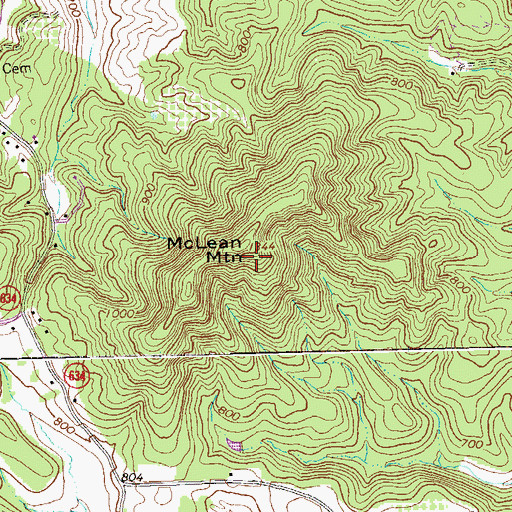 Topographic Map of McClain Mountain, VA